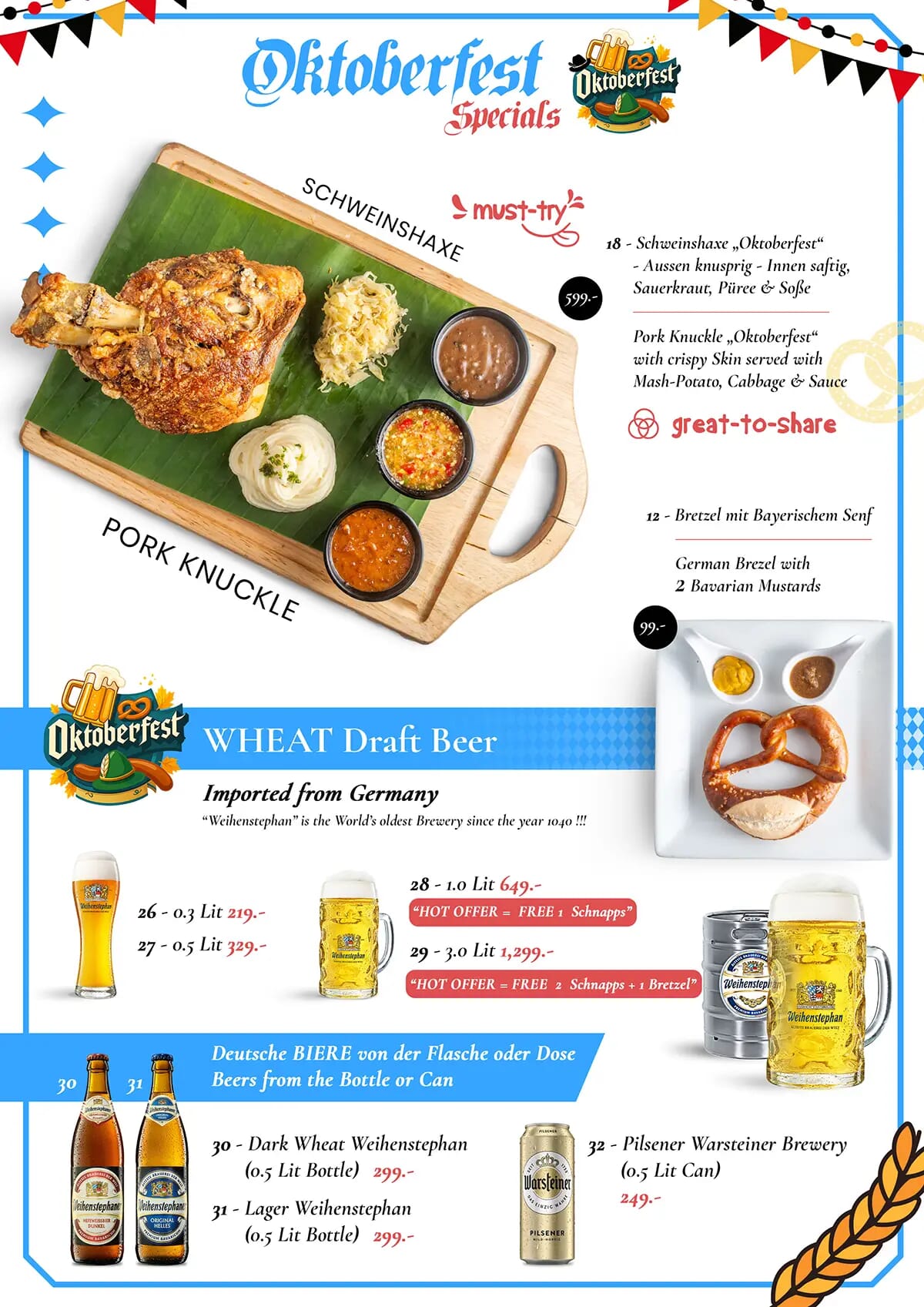 Kamikaze Restaurant Pattaya - Oktoberfest Menu 2025